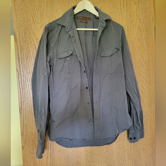 Perry Ellis Other - Perry Ellis Gunmetal Grey stretch button-down Men's M